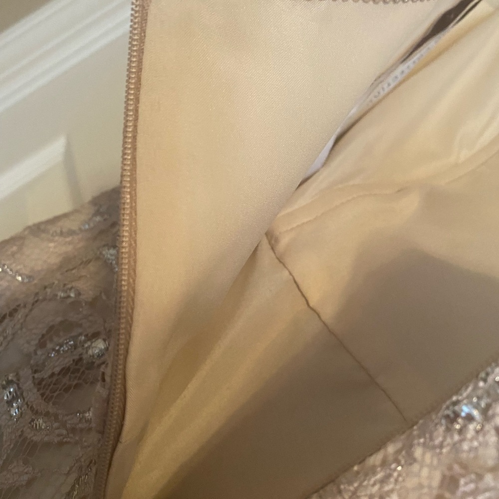 JENNY YOO Collection Dress Hudson 1362 Sandstone/Metallic Swirl Lace Dress Sz 0 - Picture 8 of 12